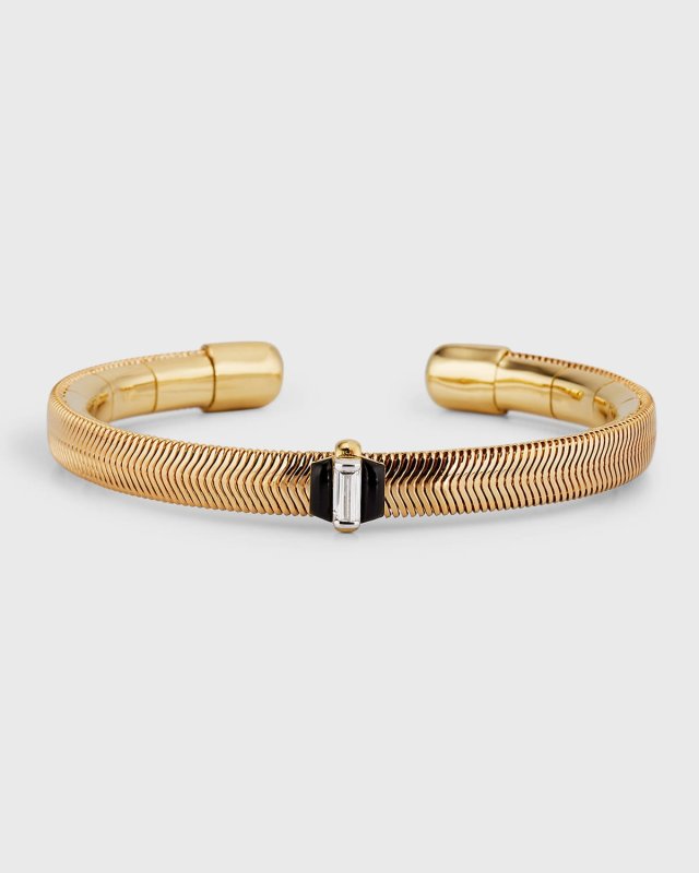 18K Yellow Gold Feelings Bracelet with White Diamond Baguette