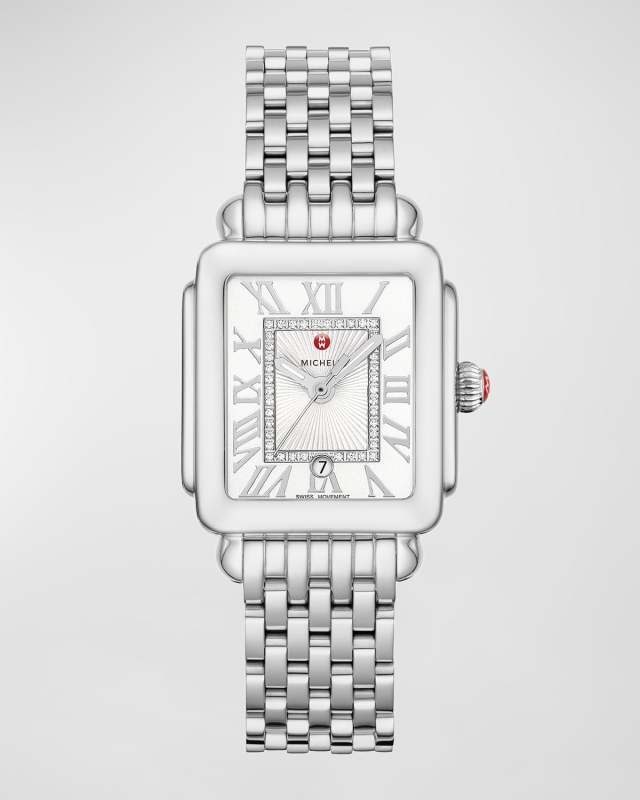 Deco Madison Mid Diamond-Dial Watch, Silver/White