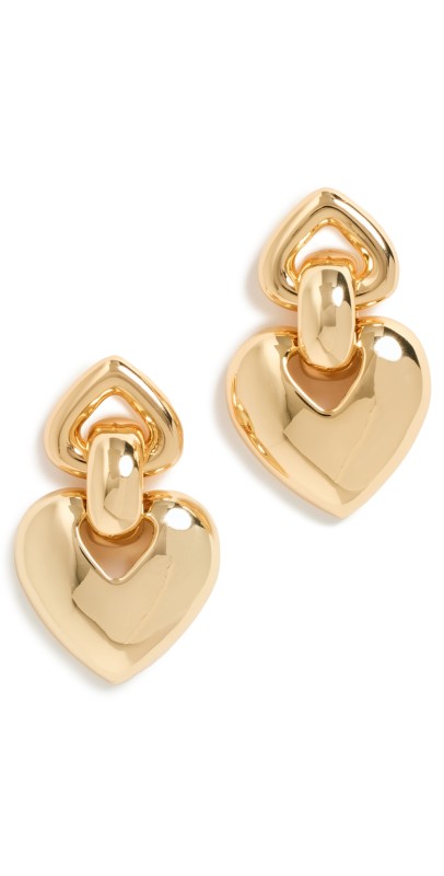 Kenneth Jay Lane Gold Heart Drop Earrings Gold