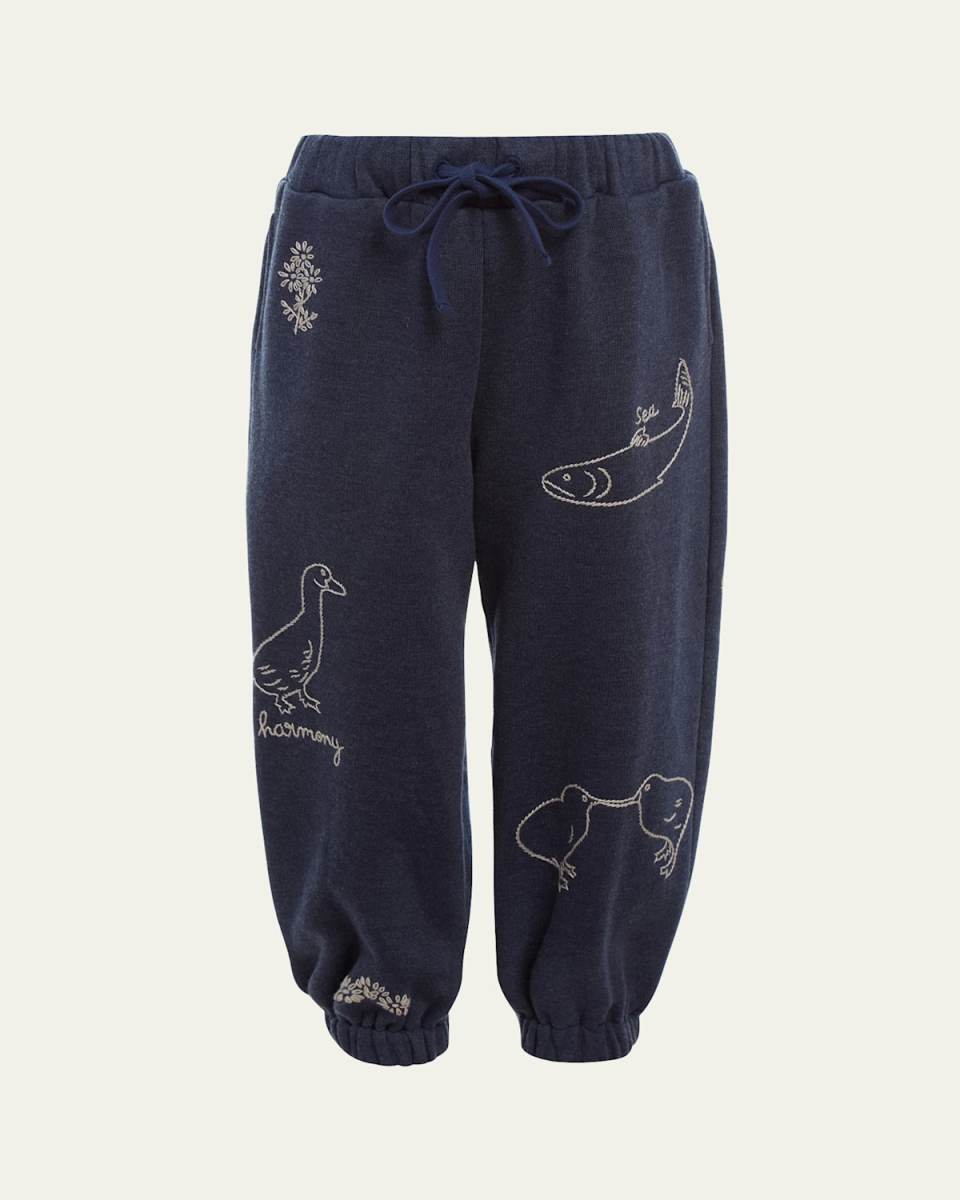 Girl's Demi Embroidered Sweatpants, Size 2-14