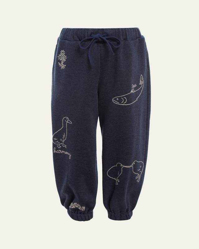 Girl's Demi Embroidered Sweatpants, Size 2-14