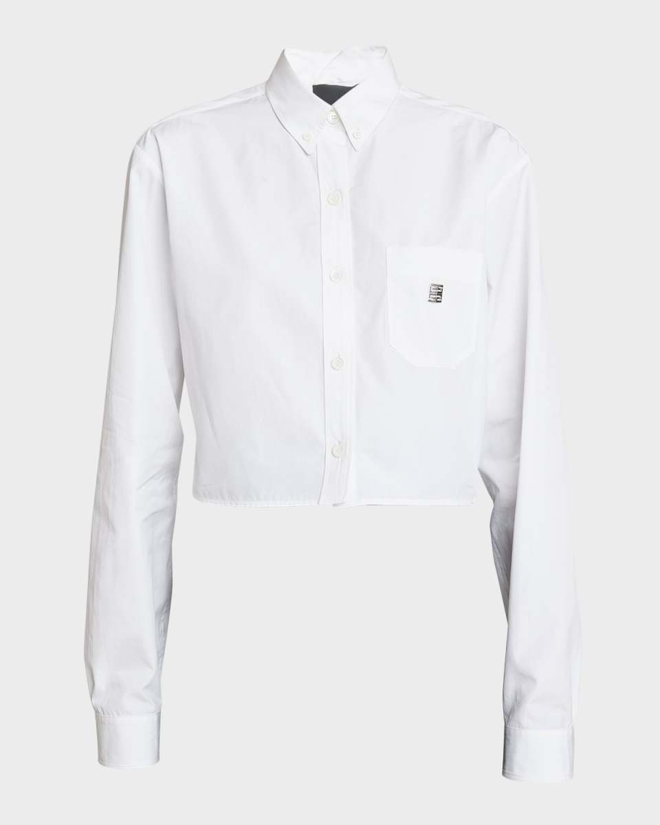Cropped Button-Front Shirt with 4G Emblem