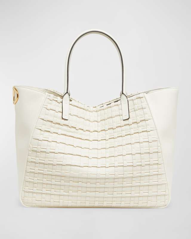 VLOGO Plisse Leather Tote Bag