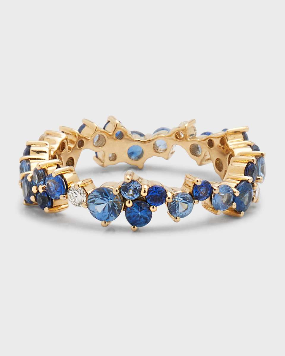 14K Yellow Gold Sapphire Statement Eternity Ring, Size