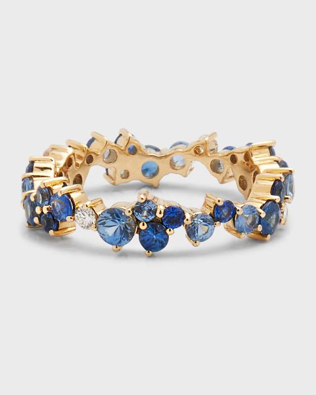 14K Yellow Gold Sapphire Statement Eternity Ring, Size