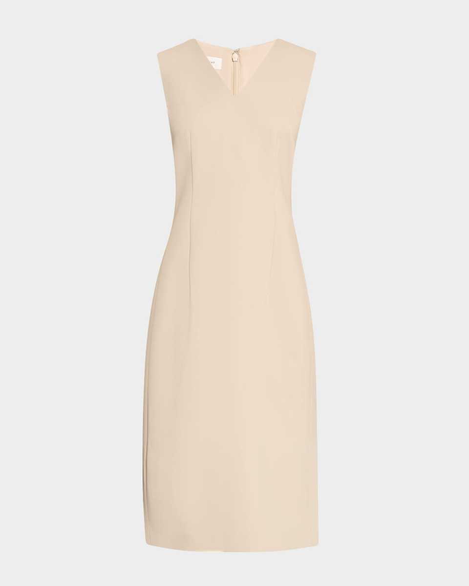 Sleeveless V-Neck Stretch Wool Dress