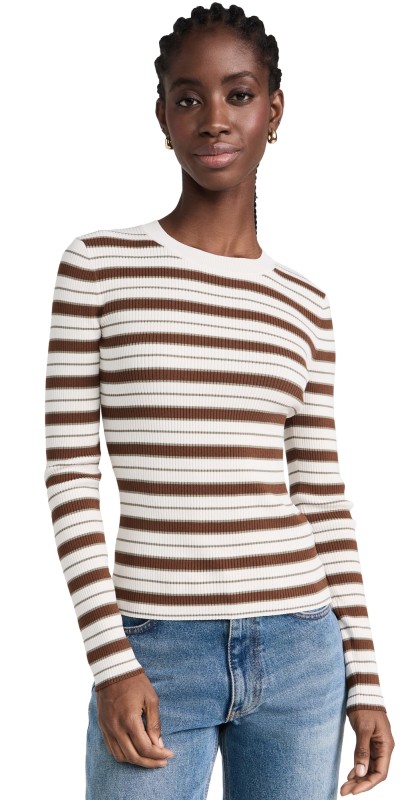 FRAME Stripe Crew Sweater Mocha Multi