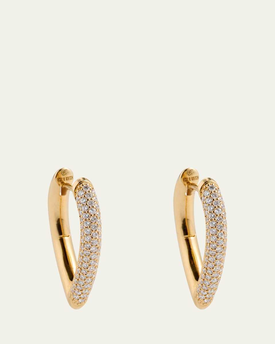 The Drop Link Earrings, Small, in Yellow Gold and White Diamonds