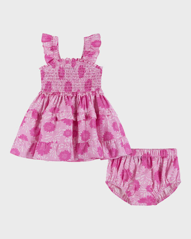 Girl's Floral-Print Maxi Dress W/ Bloomers, Size Newbor