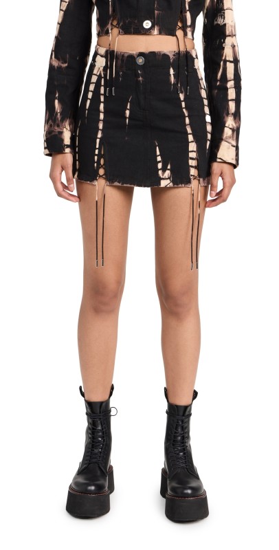Dion Lee Denim V-Wire Mini Skirt Black Multi
