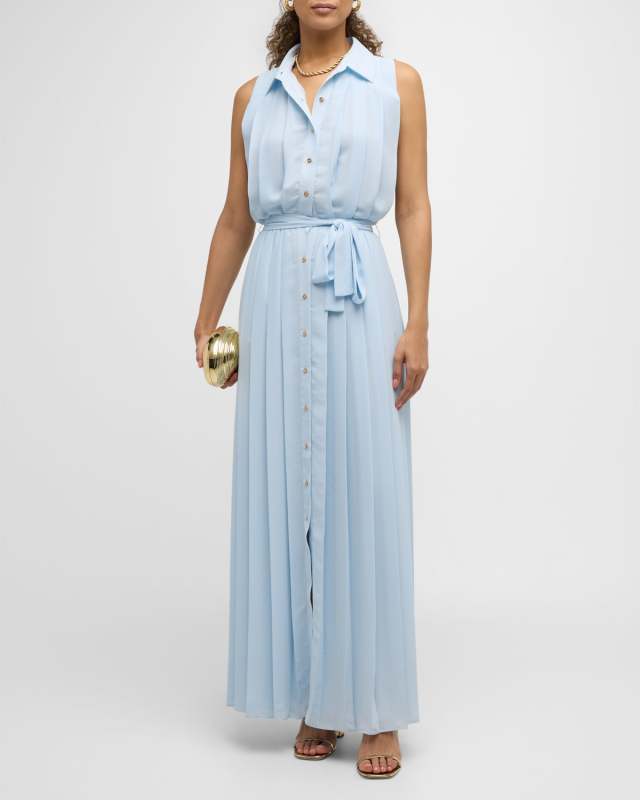 Coraline Pleated Maxi Shirtdress