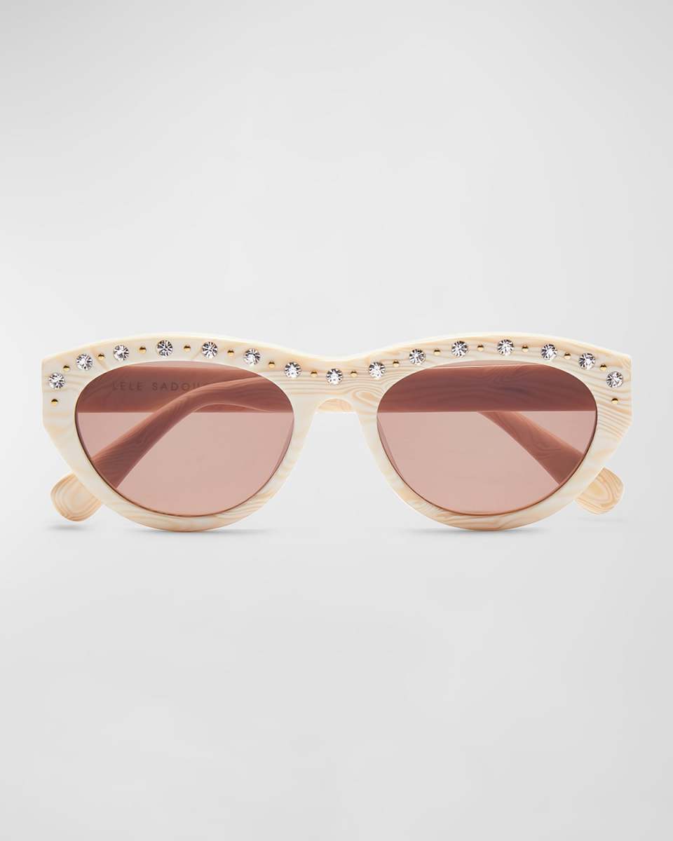 Memphis Embellished Acetate Cat-Eye Sunglasses