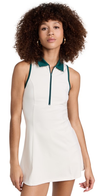 Reformation Active Leslie Ecomove Zip Front Dress White