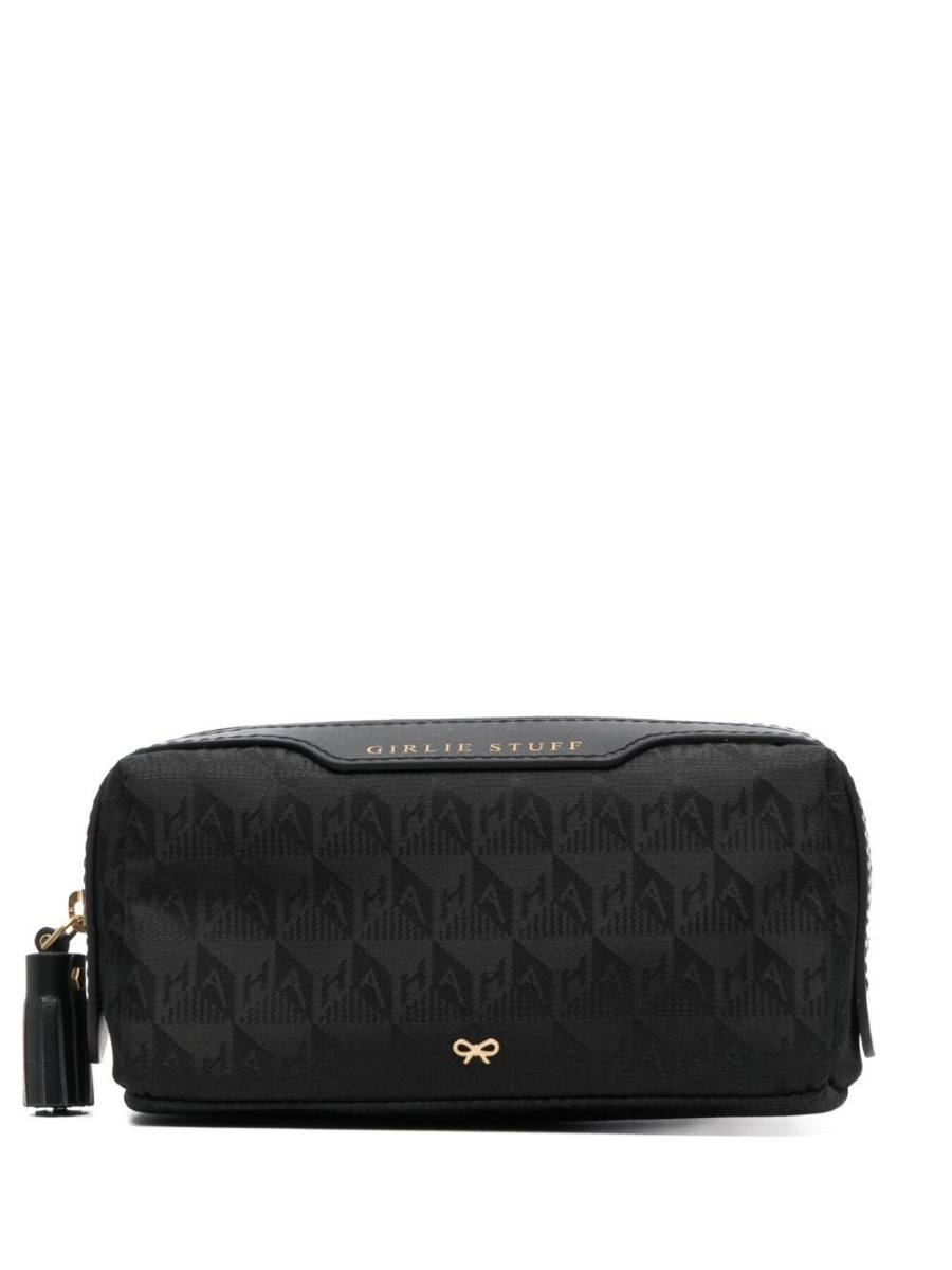 jacquard-logo leather makeup bag