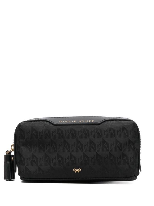 jacquard-logo leather makeup bag