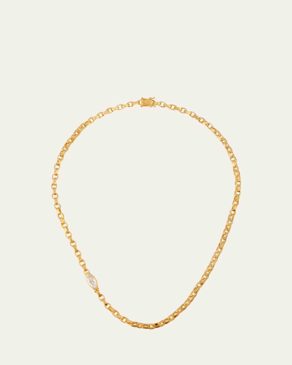 Single Marquis Diamond Signature Chain Necklace