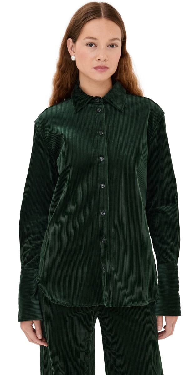Another Tomorrow Corduroy Men's Shirt Pine