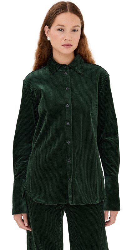 Another Tomorrow Corduroy Men's Shirt Pine