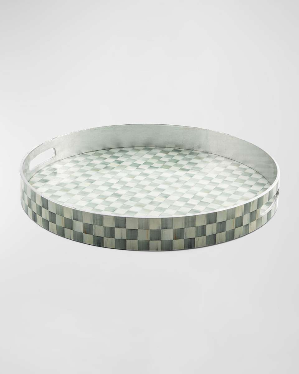 Sterling Check Lacquer Round Tray