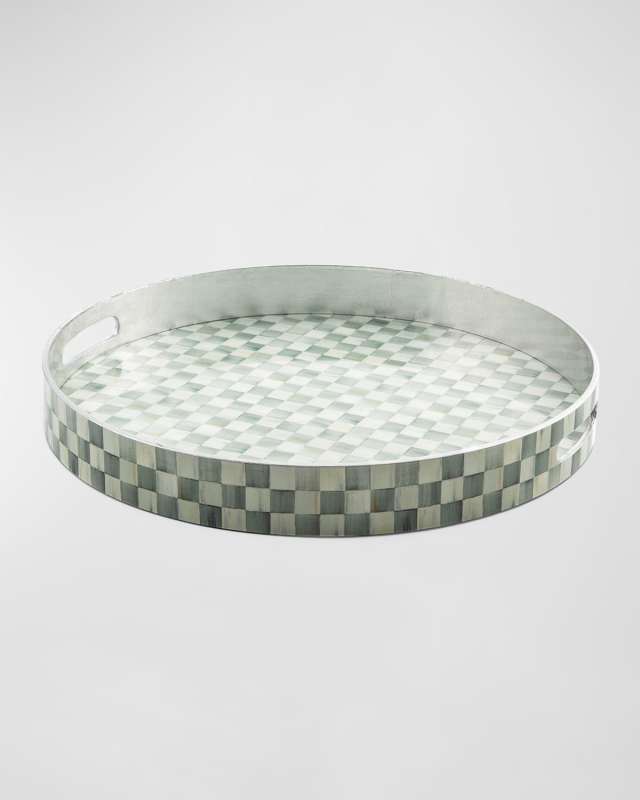 Sterling Check Lacquer Round Tray