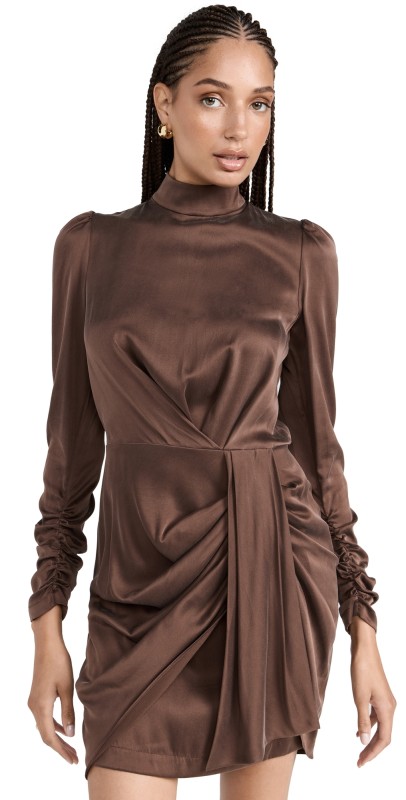 Zimmermann Silk Drape Dress Chocolate