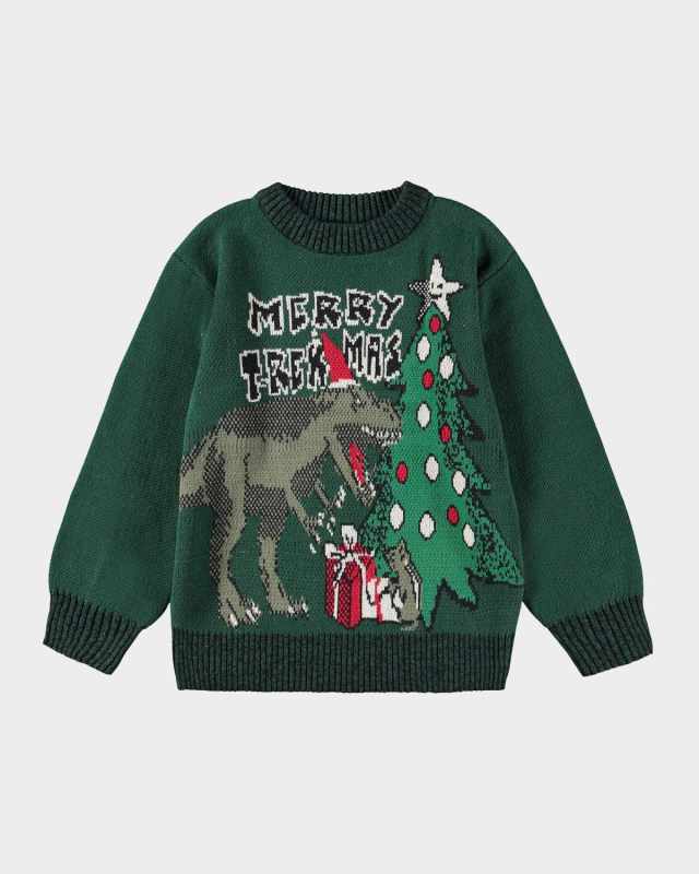 Boy's Bello T-Rex Intarsia Sweater, Size 7