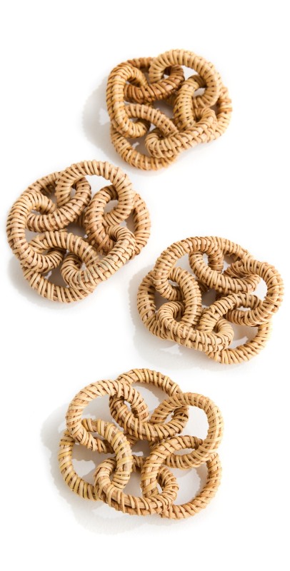 Kim Seybert Rattan Link Napkin Ring Set of 4 Natural