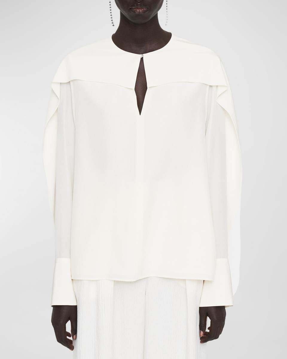 Balard Cutout Ruffle Silk Blouse