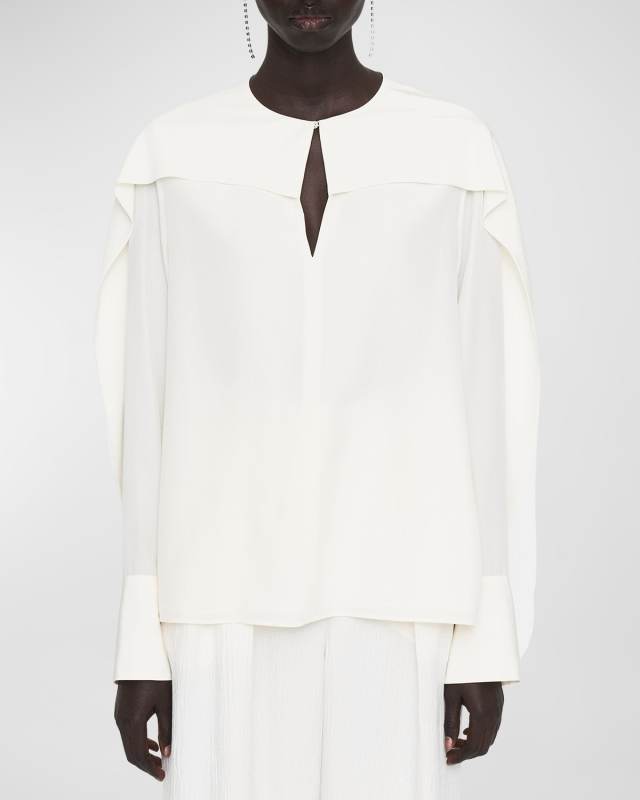 Balard Cutout Ruffle Silk Blouse