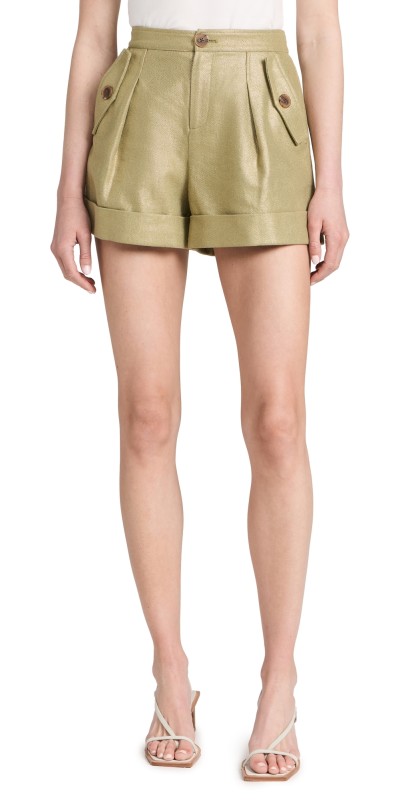 L'AGENCE Safari Shorts Oil Green/Gold