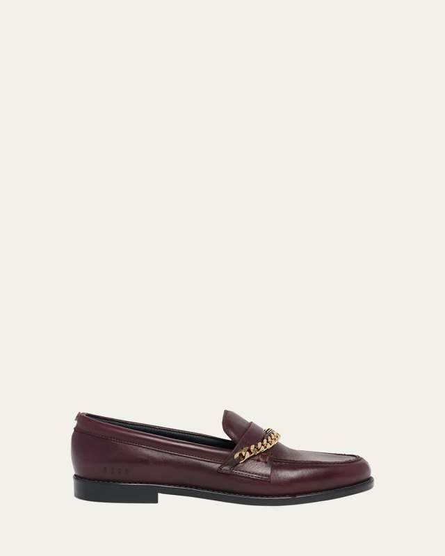 Jerry Chain Leather Penny Loafers