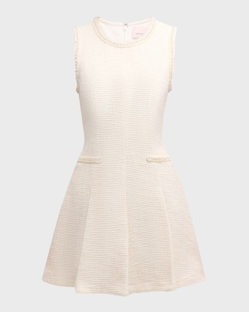 Nova Faux Pearl Sleeveless Tweed Mini Dress