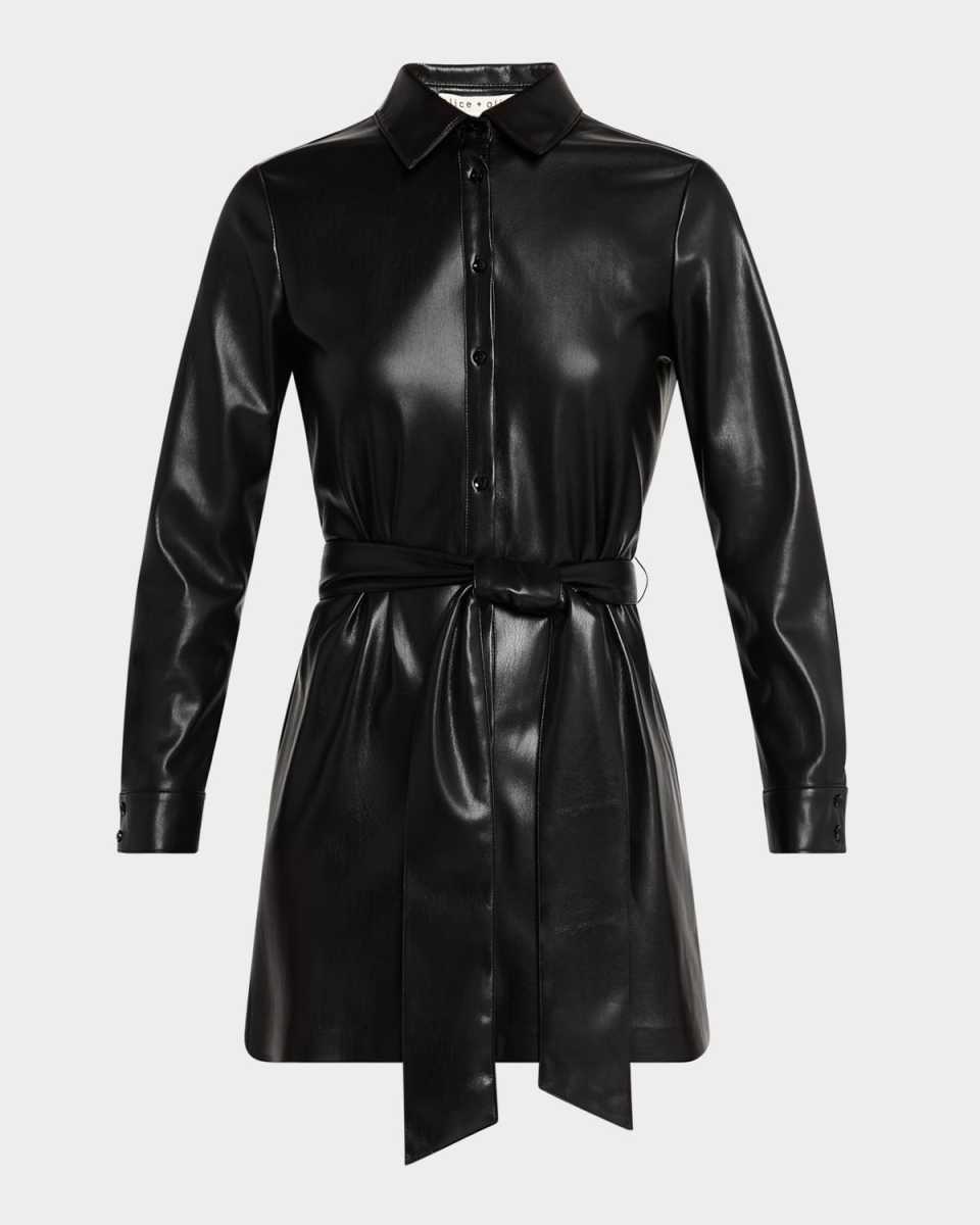 Chassidy Vegan Leather Mini Shirtdress