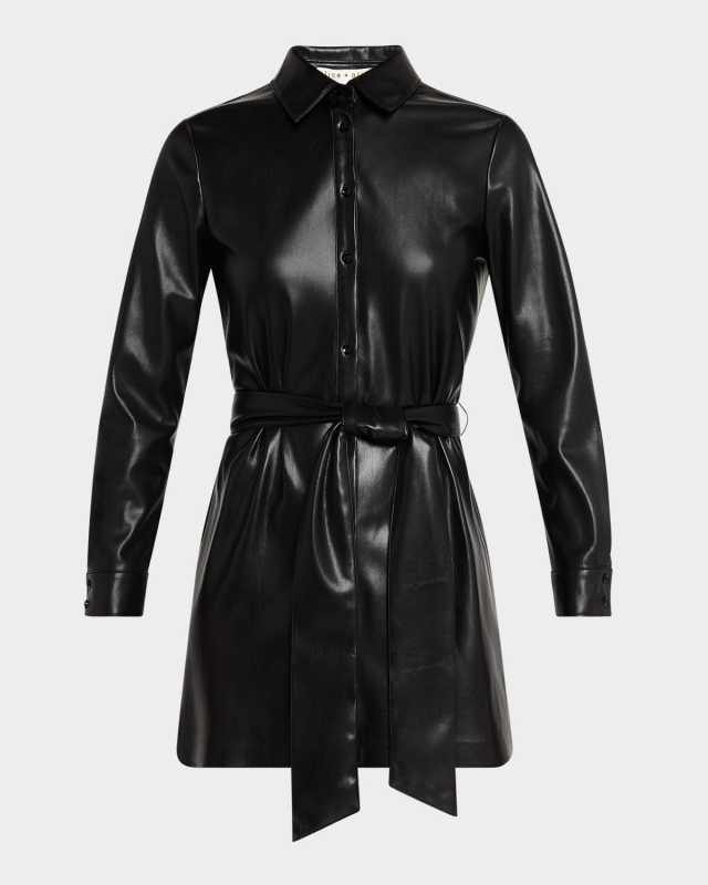 Chassidy Vegan Leather Mini Shirtdress