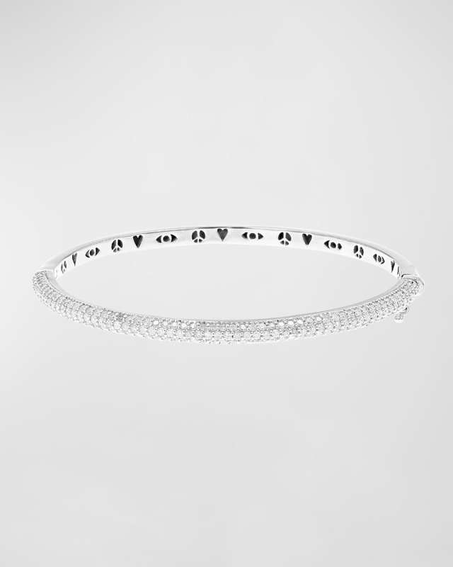 Sterling Silver Skinny Hinge Bangle with Diamonds