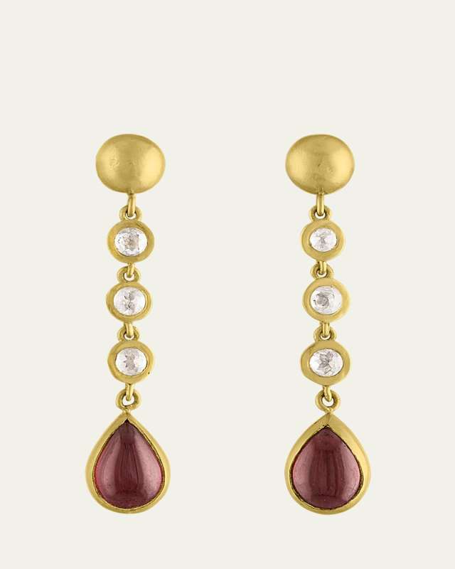 Trio Diamond And Garnet Chime Earrings