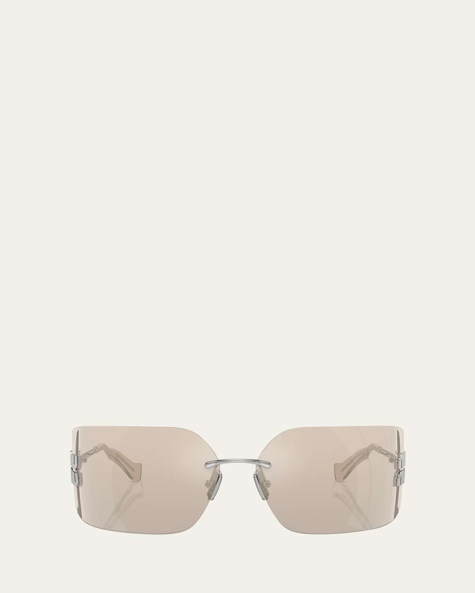 Metal Rimless Wrap Sunglasses