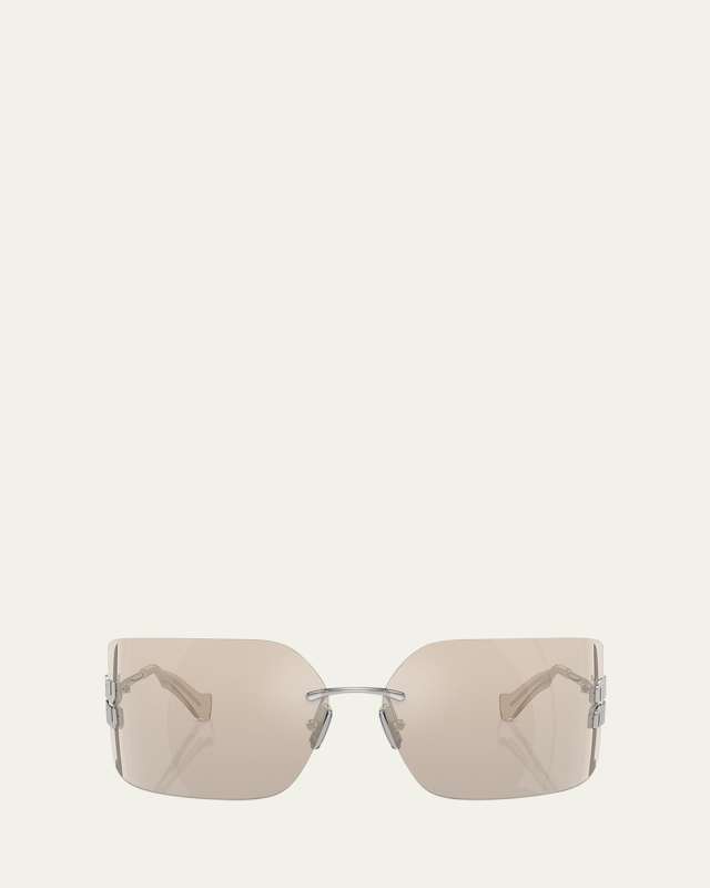 Metal Rimless Wrap Sunglasses