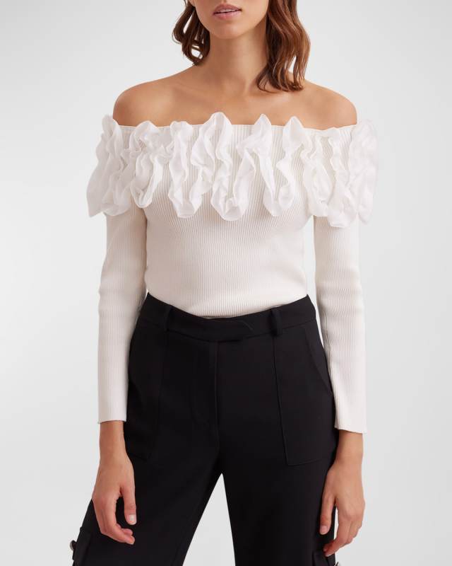 Feda Off-Shoulder Ruffle-Trim Top