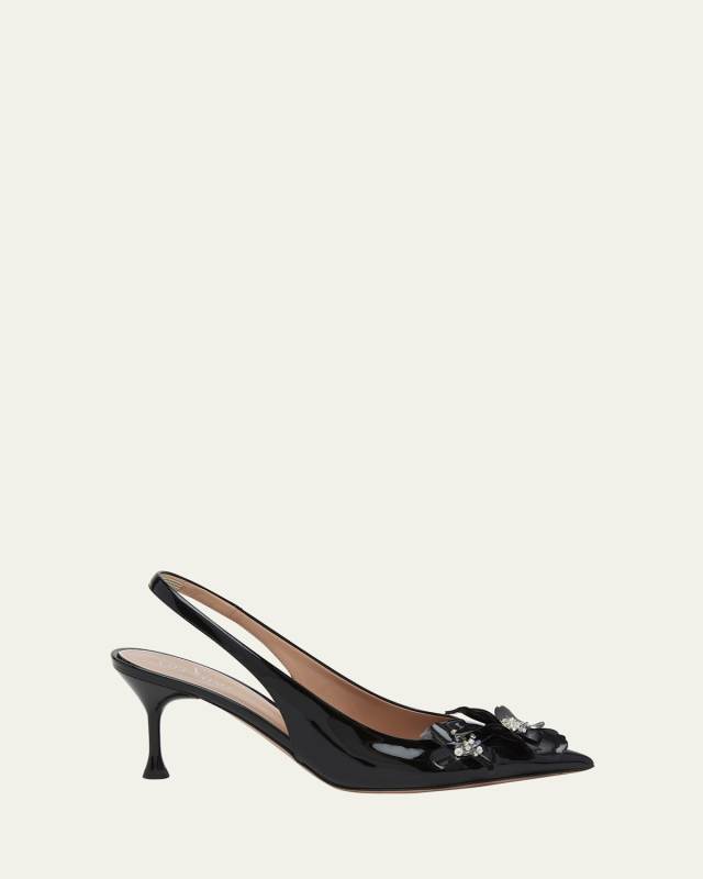 Archive Floral Patent Slingback Pumps