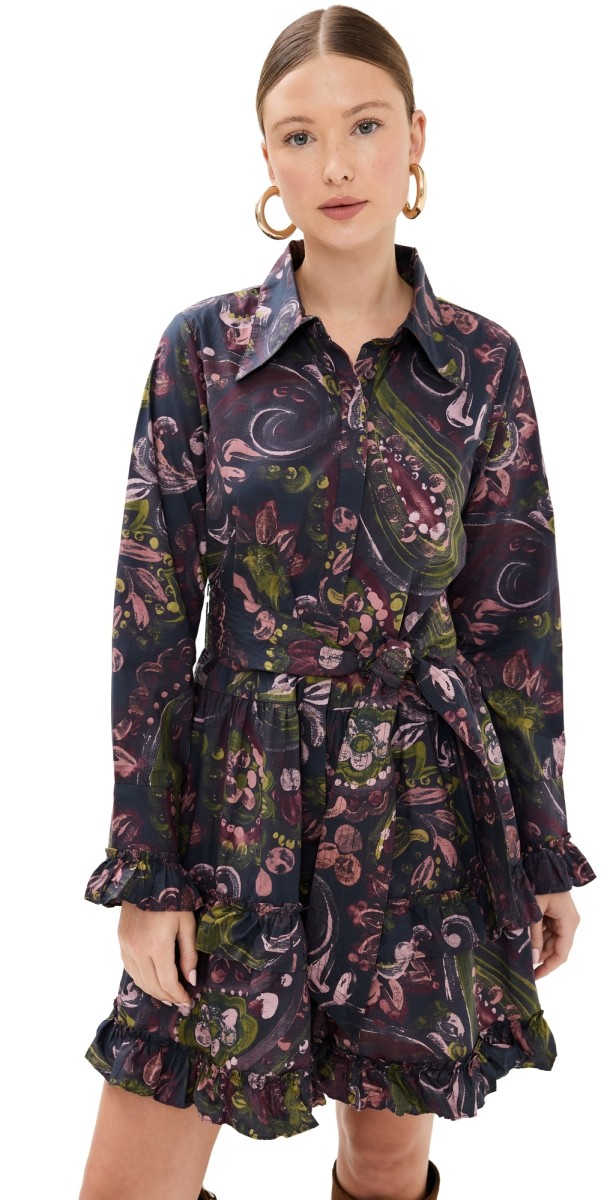 Figue Cami Dress Painterly Paisley Berry Blue