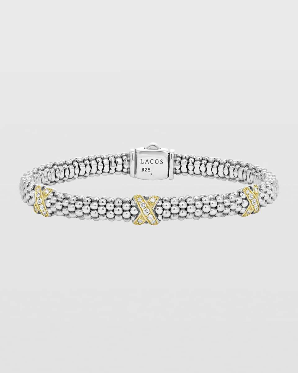 Embrace Silver Diamond X Bracelet, 6mm