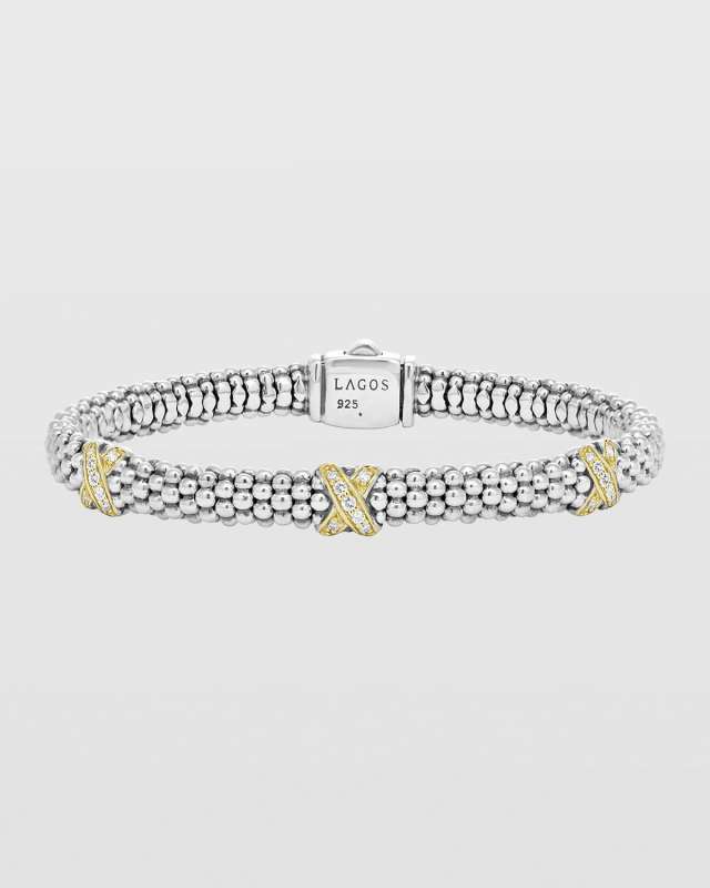 Embrace Silver Diamond X Bracelet, 6mm