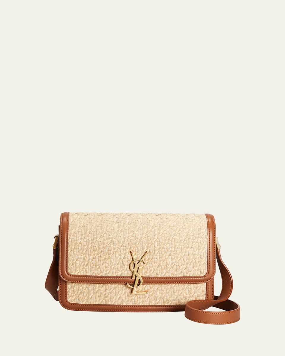 Medium YSL Flap Raffia Shoulder Bag