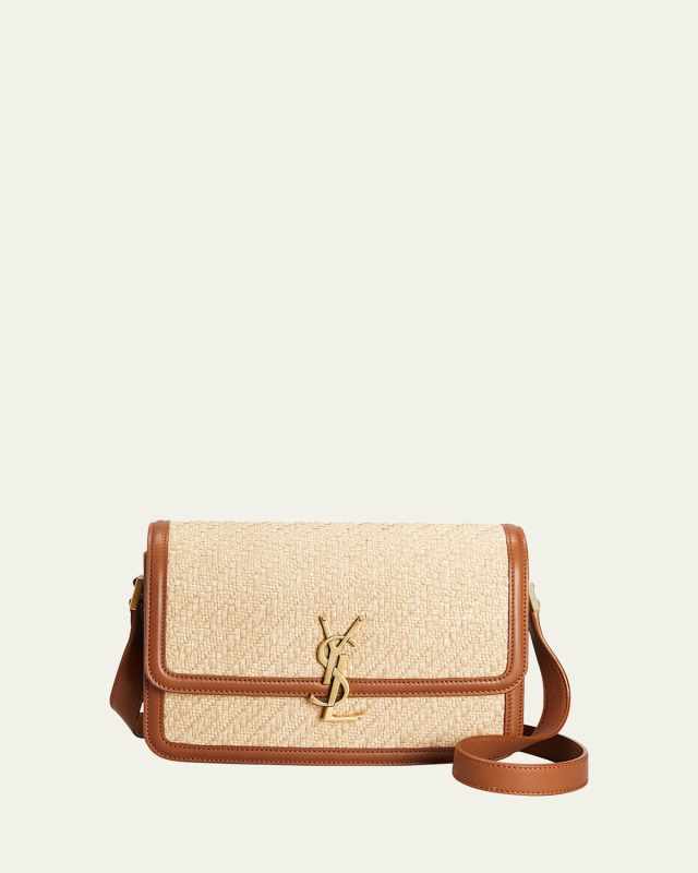 Medium YSL Flap Raffia Shoulder Bag