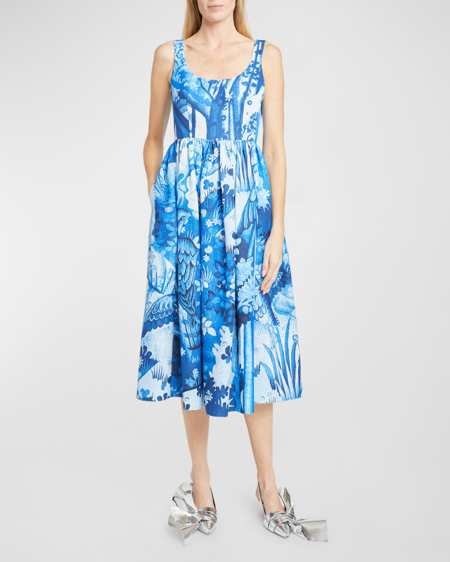 Sleeveless Fit-&-Flare Midi Dress