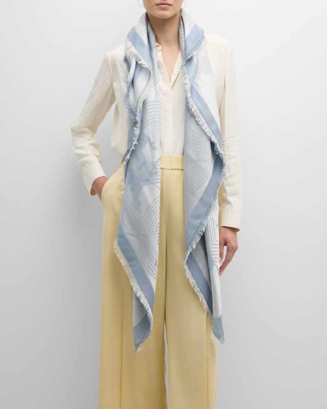 Race Track Print Silk-Wool Scarf
