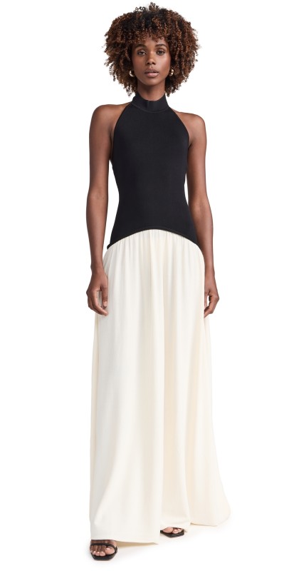 Solid & Striped The Halter Soglio Dress Ecru/Noir