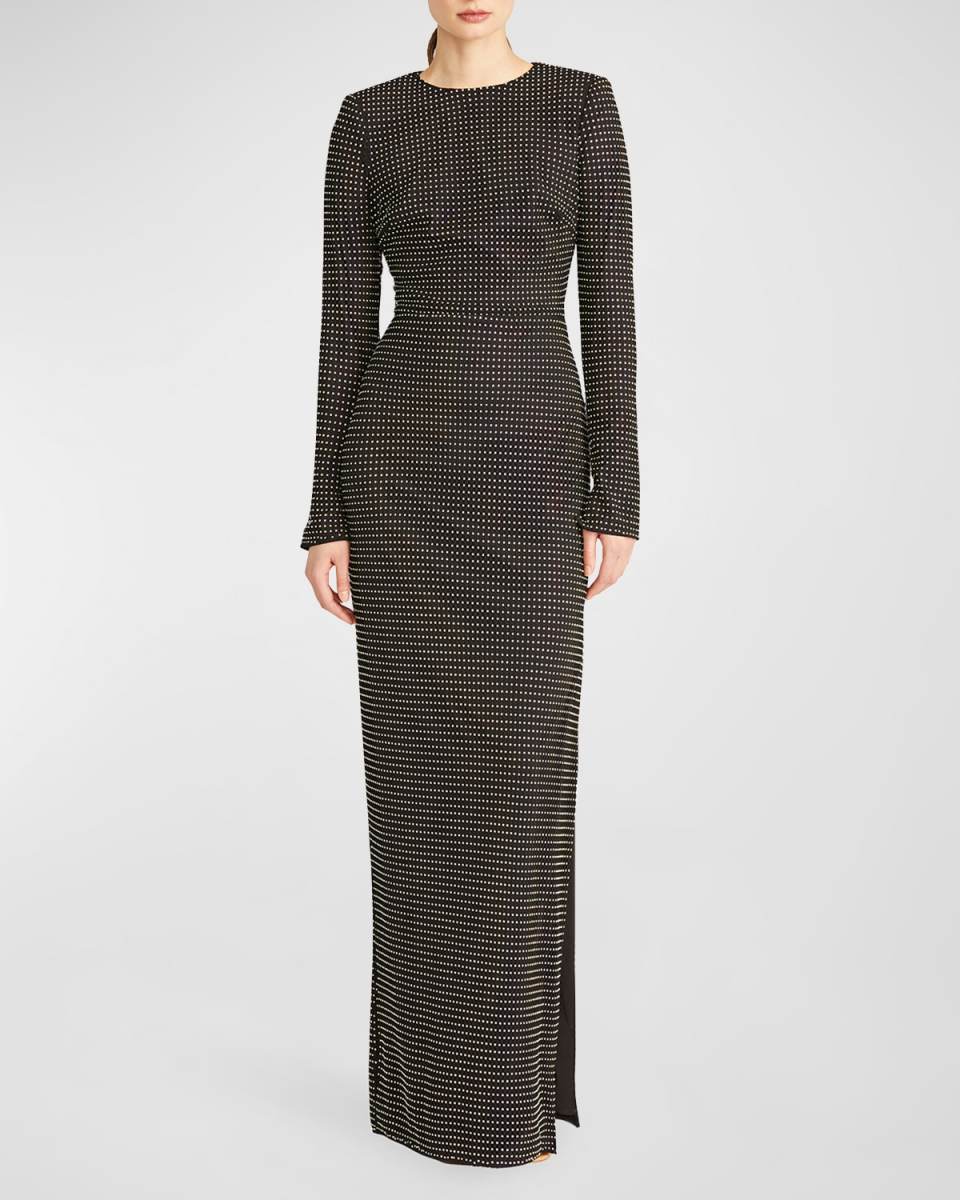 Lorelei Cutout Crystal Net Column Gown