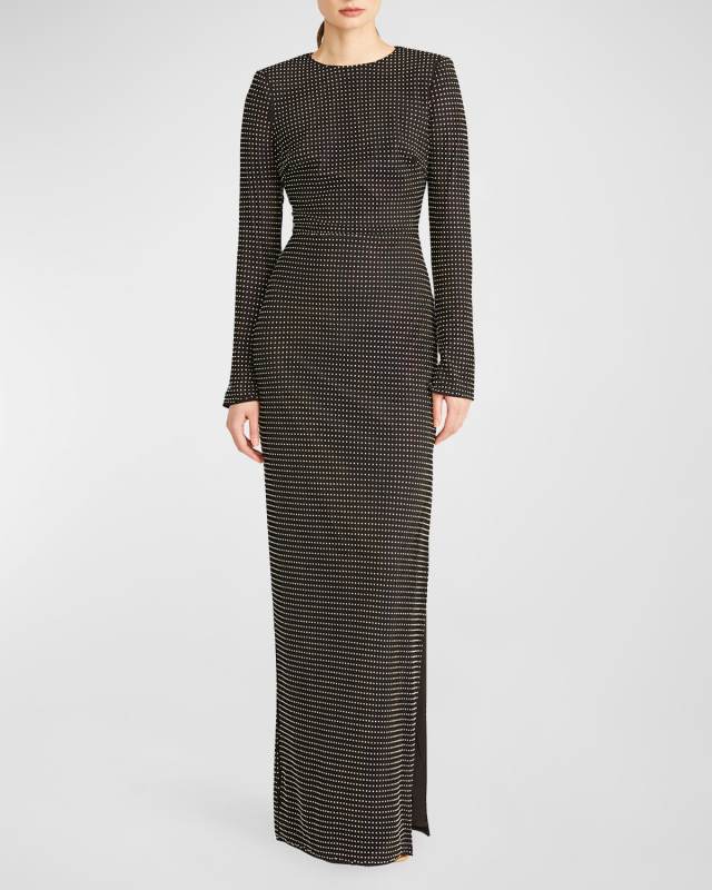 Lorelei Cutout Crystal Net Column Gown